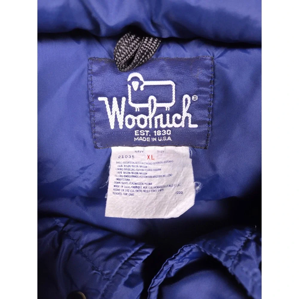 Vintage Woolrich Puffer Vest Mens XL Navy Blue Down Filled Made in USA 80s 90s